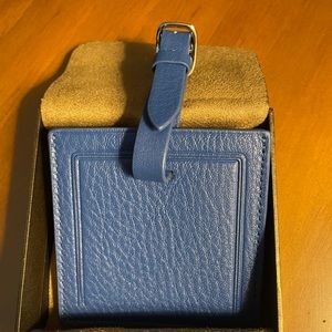 Leatherology small square luggage tag blue